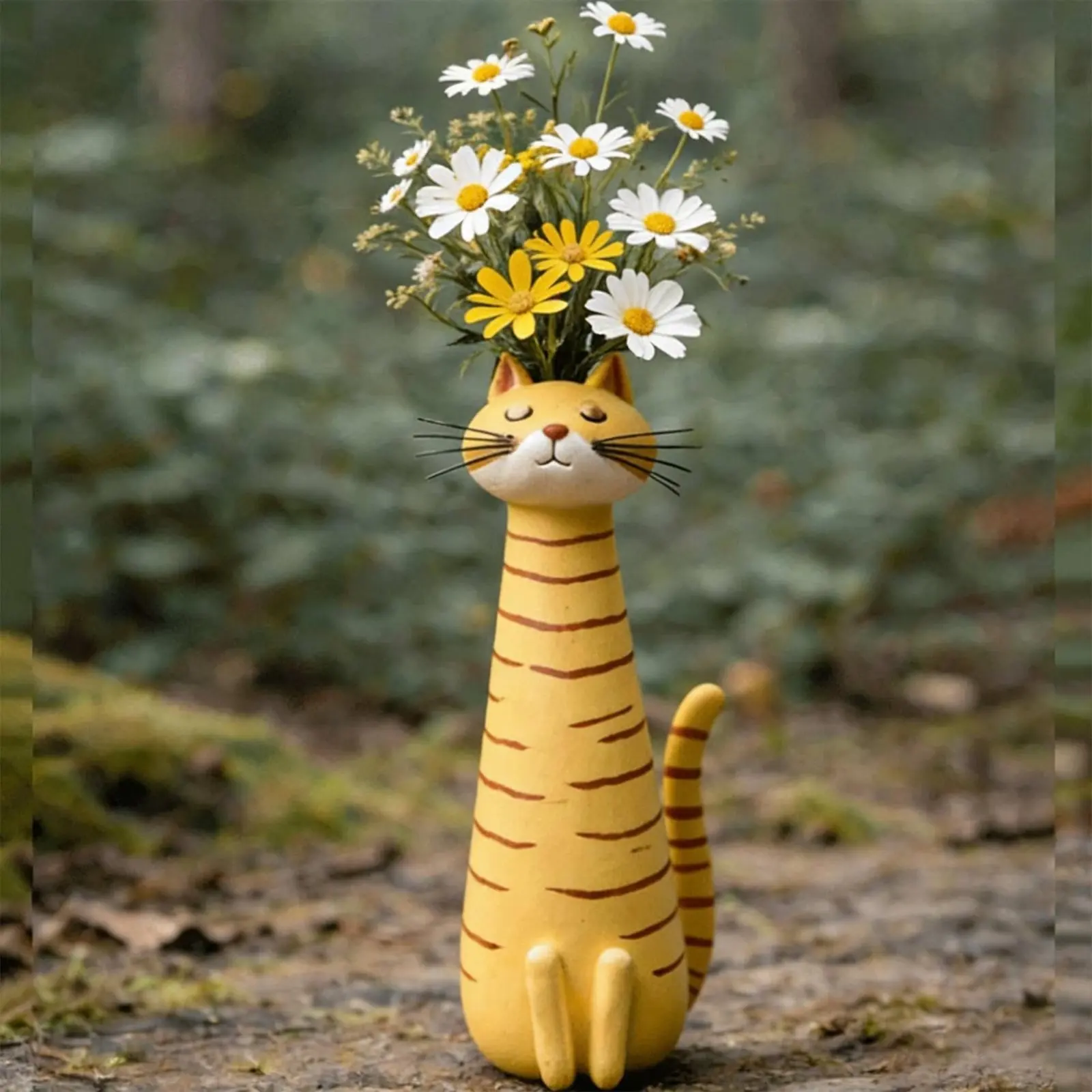 

Quirky Feline Vase Handmade Playful Feline Statue House Decoration Distinctive Gift for Desktop