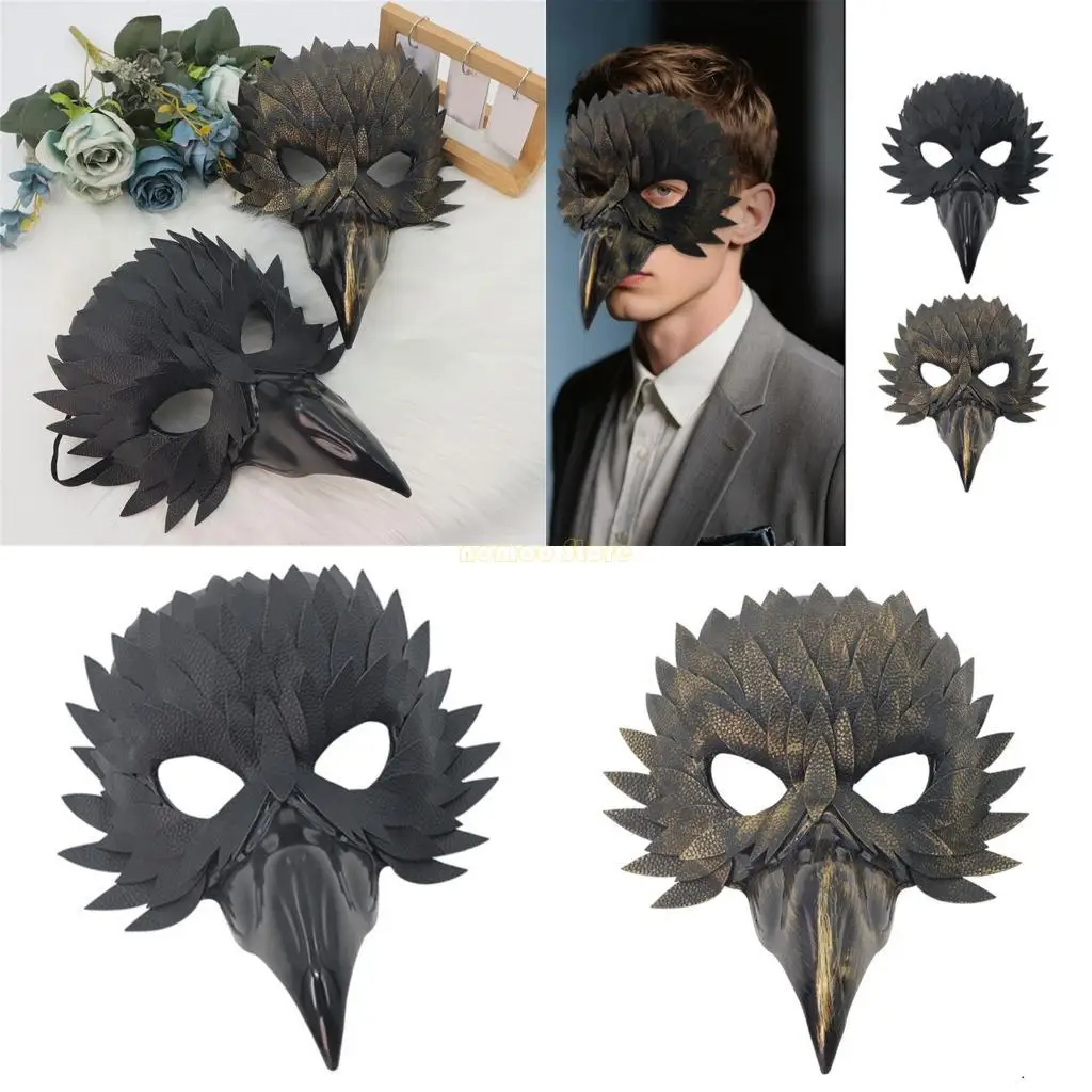 

31BF пластиковый стиль перьев, украшенный половиной лица, аксессуар для вечеринки, маска для лица Csotume для взрослых, косплей