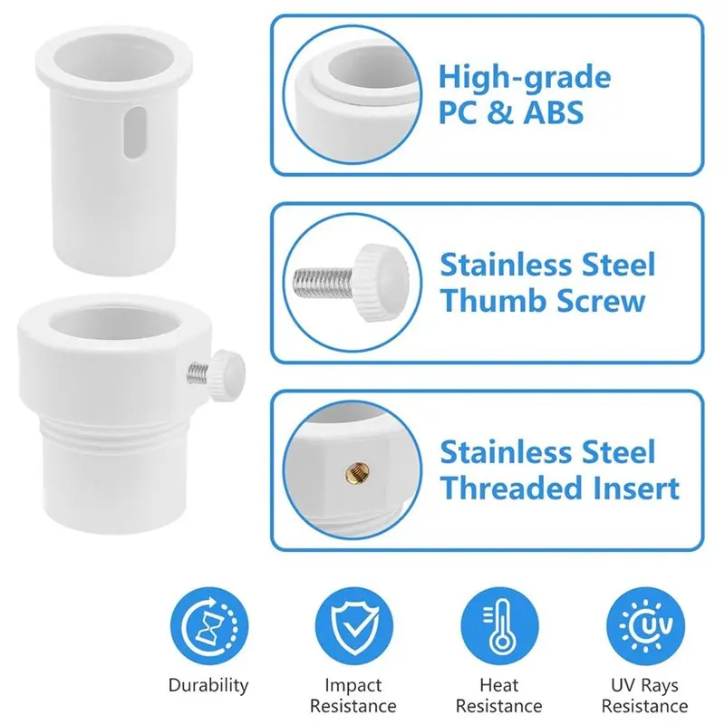 FLYY-2 Stück Pool-Sonnenschirm-Stangenstabilisator-Einsätze, Hülsenadapter, passend für Durchmesser von 1,5 bis 1,35 Zoll, für Terrassen-Deckregale – Detail 2