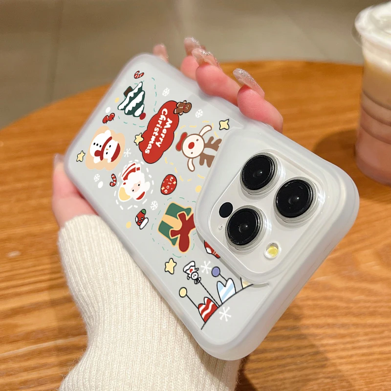 عيد ميلاد سعيد نمط قضية الهاتف آيفون 16 برو ماكس 16 15 14 13 برو ماكس 16 15 14 زائد للصدمات الاكريليك لينة غطاء إطاري #1