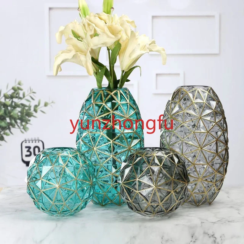 Plant Flower Arrangement Art Vases Home Decor Diamond-rimmed Glass   Hydroponic  Nordic Style TabletopDecoration