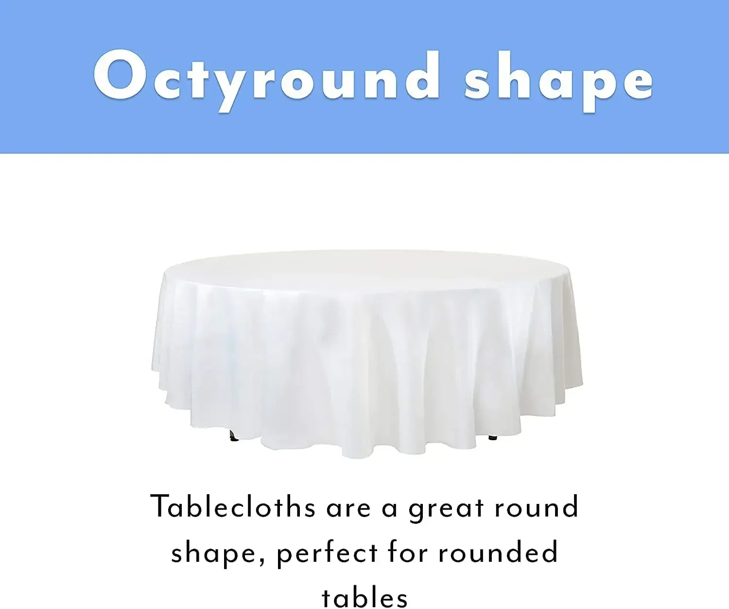 Upper Midland Products White Paper Table Cloths for Round Tables - 82” Octyround Paper Tablecloths with Plastic Backing Round Pa