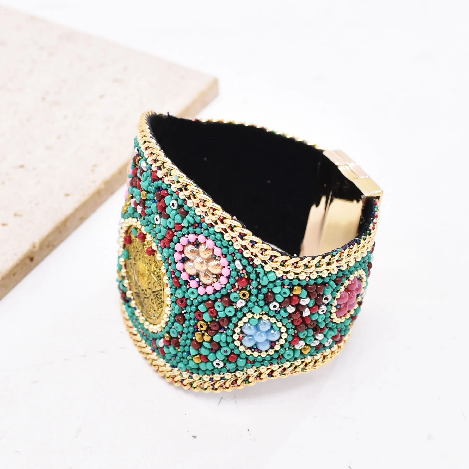 Ethnic Green Full Cover Rice Beads Gift Women Party Dress Bracelet Jewelry Accessories Fashion Design