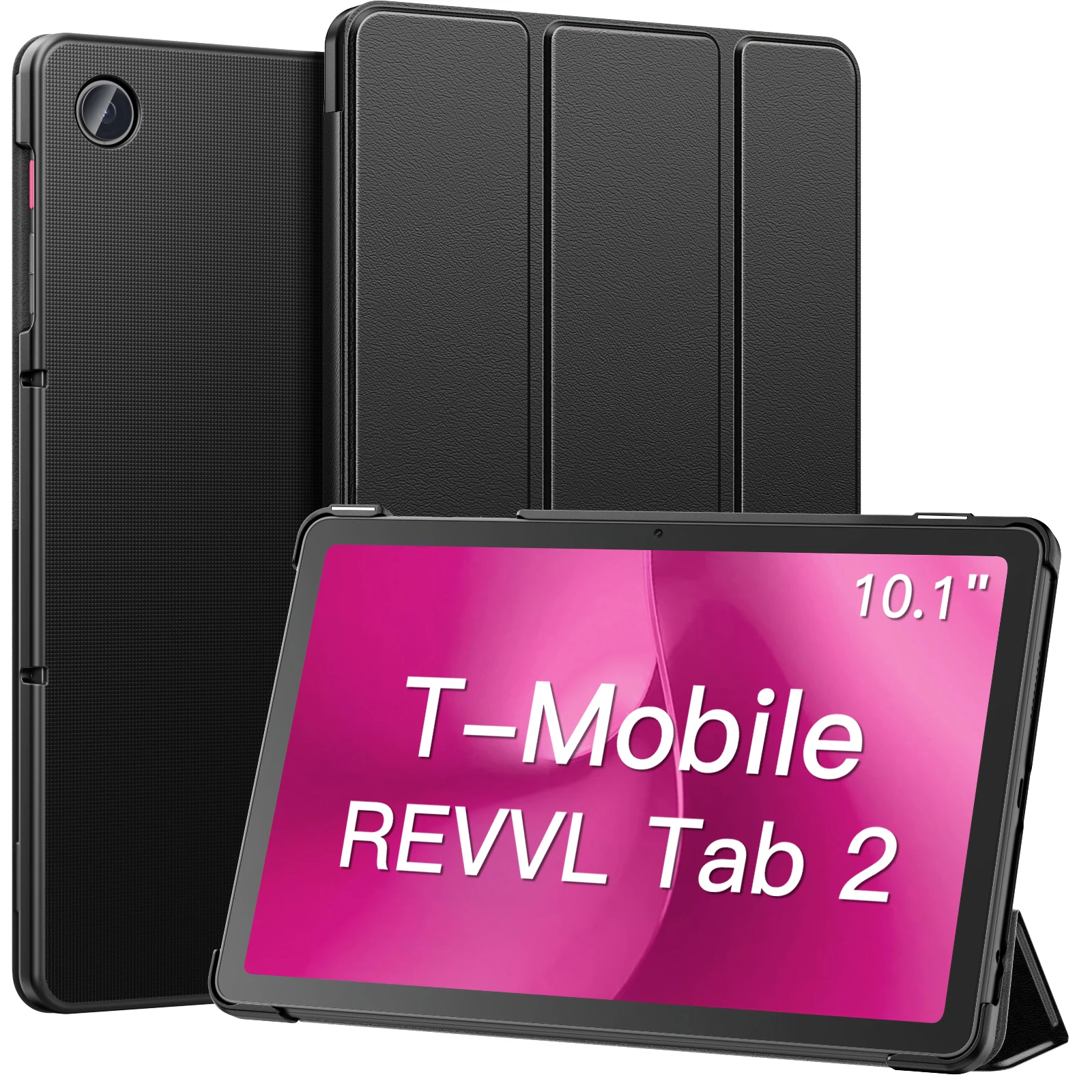 

Case for T-Mobile Revvl Tab 2 2025 Tablet 10.1 Inch Slim Lightweight Leather Cover Full Protector Trifold Stand for Revvl Tab 2