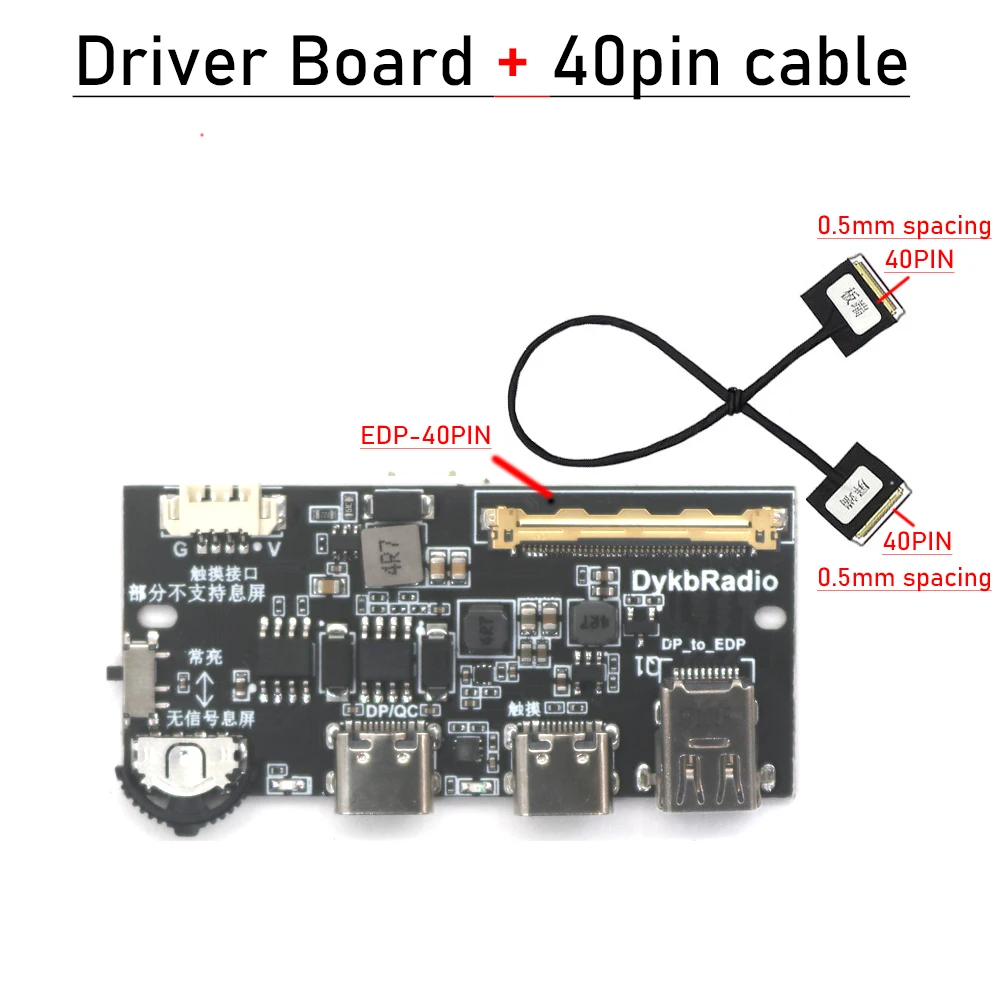 Imagem -03 - para Edp Driver Board Led Lcd Screen Driver 60hz 165hz 144hz 240hz Portátil Display Notebook 40pin 30pin Edp Cabo de Sinal 2k 4k dp