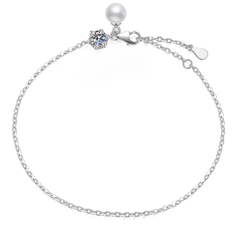 

S078 Lefei Fashion Luxury Classic 1 Cart Moissanite Design Pearl Dangle Bracelet For Charms Women s925 Silver Party Jewelry Gift