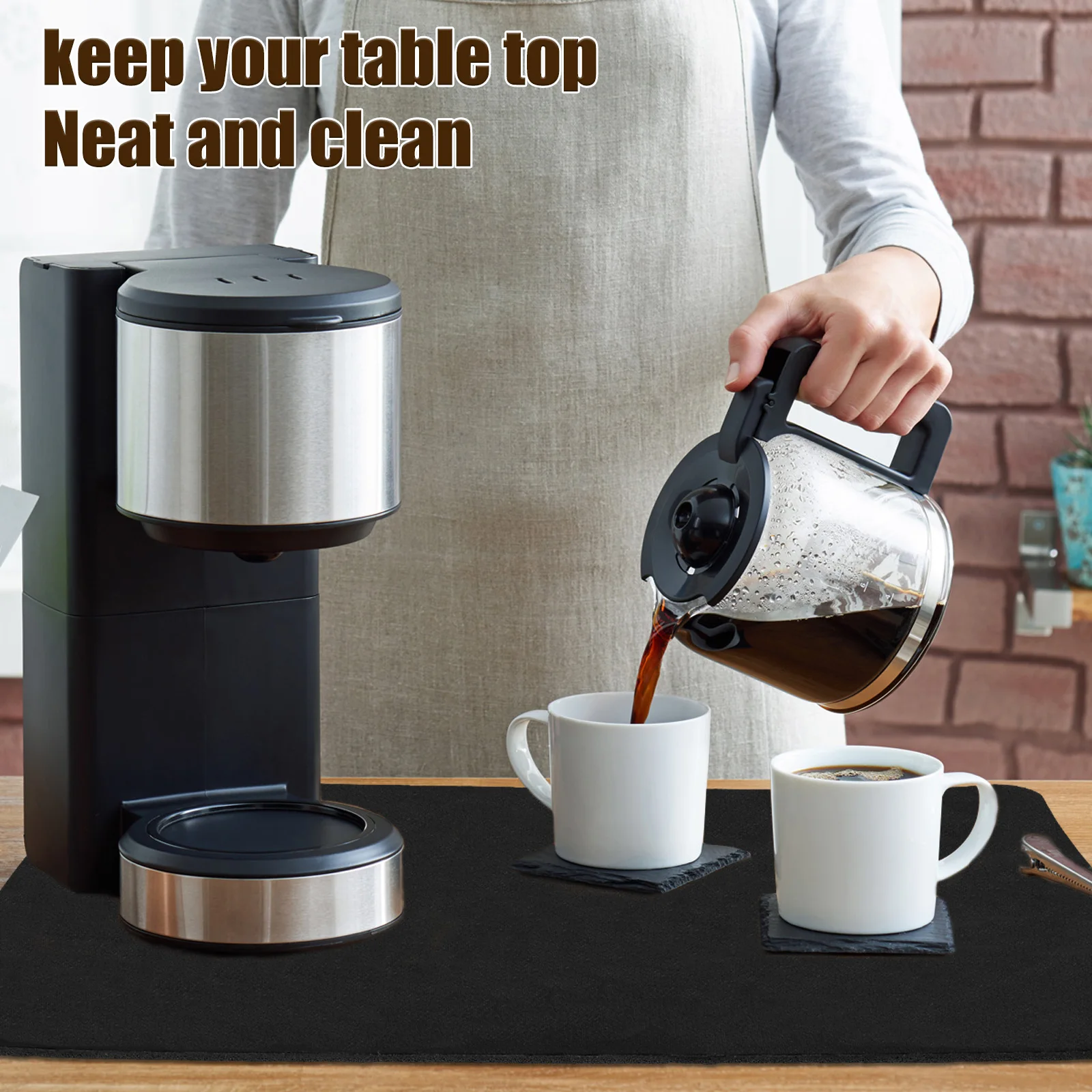 Tapis De Café 30x50cm Antidérapant Absorption Rapide - Gris Pour Machine à Expresso Et Comptoir Cuisine