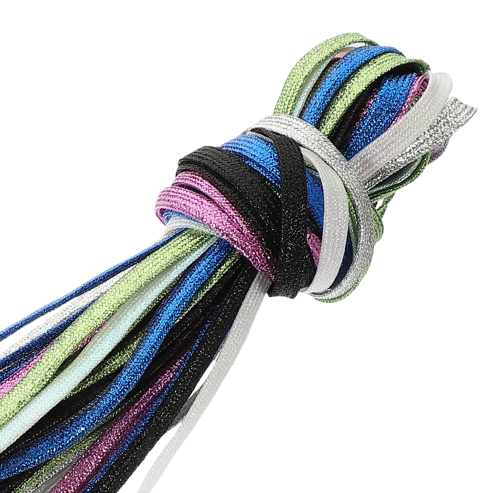 

1.1M Metallic Glitter Flat Shoelaces Colorful Durable Sneaker Shoe Laces Fashion Youth Women Replacement Silver Onion