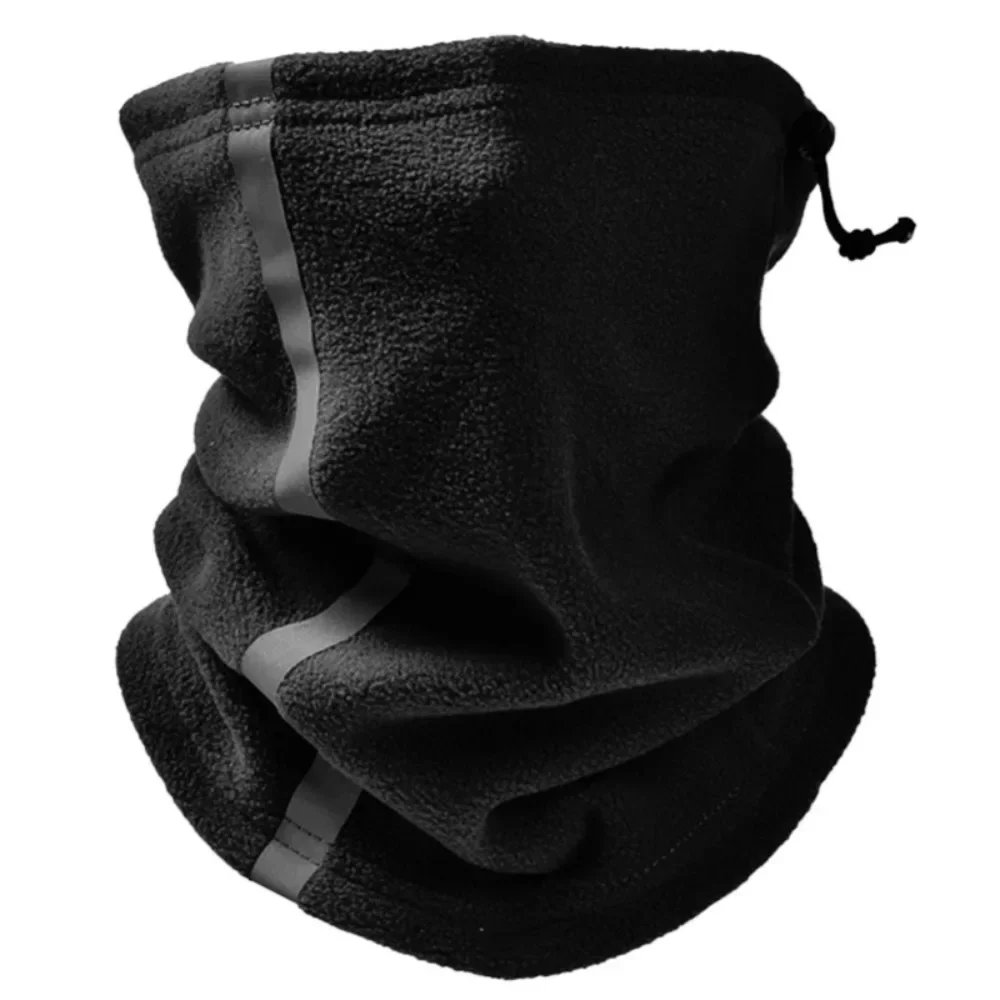 Winter Solid Polar Fleece Plush Warm Ring Scarf Women Men Full Face Mask Reflective Strips Thick Muffler Keep Warm on Adventure