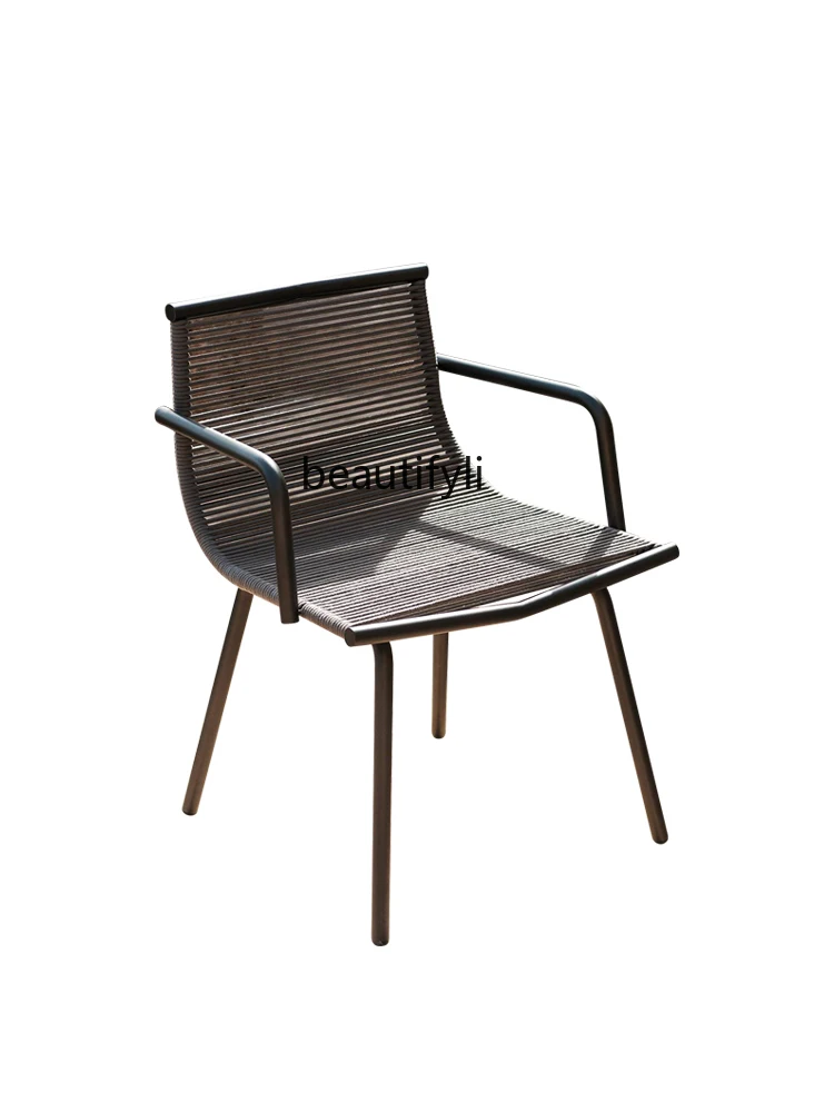 

Outdoor Desk-Chair Courtyard Waterproof Nordic Hotel Terrace Leisure Balcony Rattan Chair Furniture