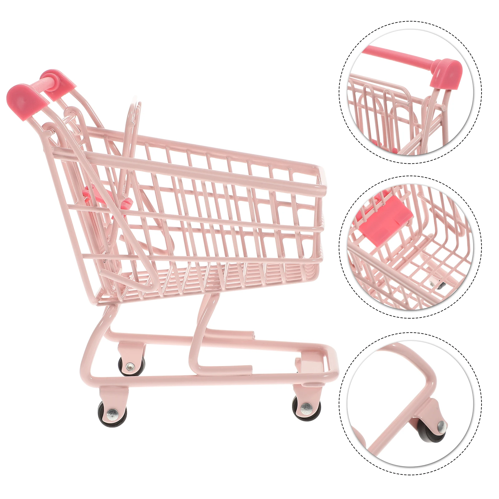

Mini Carts Toy Desktop Shopping for Kids Trolley Miniature Decorations Supermarket