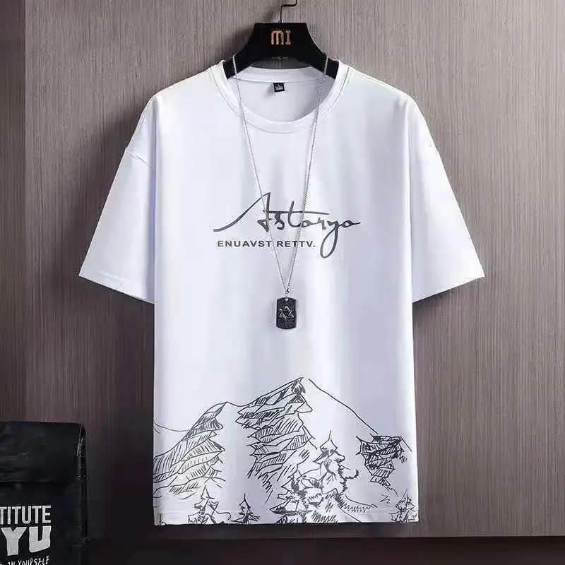 (T-Shirt + shorts)2024 summer men fashion short sleeve t shirts men's casual elastic waist shirts men Two-piece Suit M-5XL