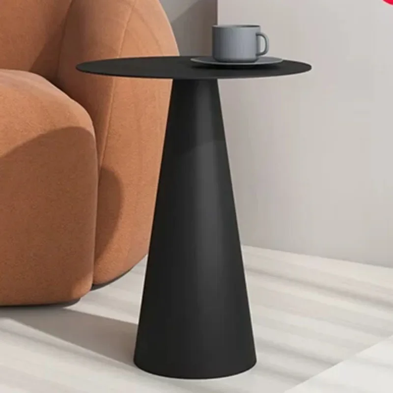 Nordic Coffee Table Living Room Black Metal Round Cheap Small Sofa Side Table Standing Aesthetic Home Furniture
