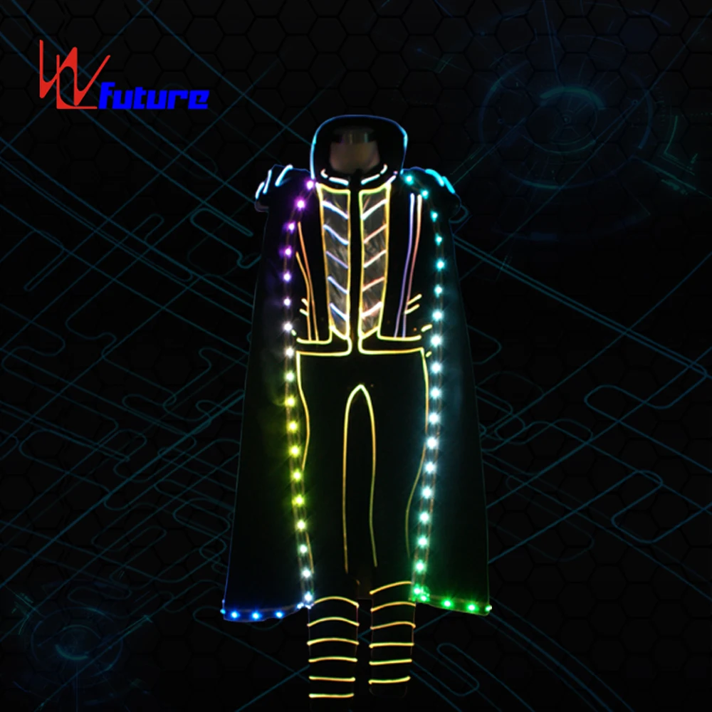 Light Up LED Suit With LED Cloak Led fiber-optic Luminous Cape Dj singing the lead role Led Light stage costume Led light show c