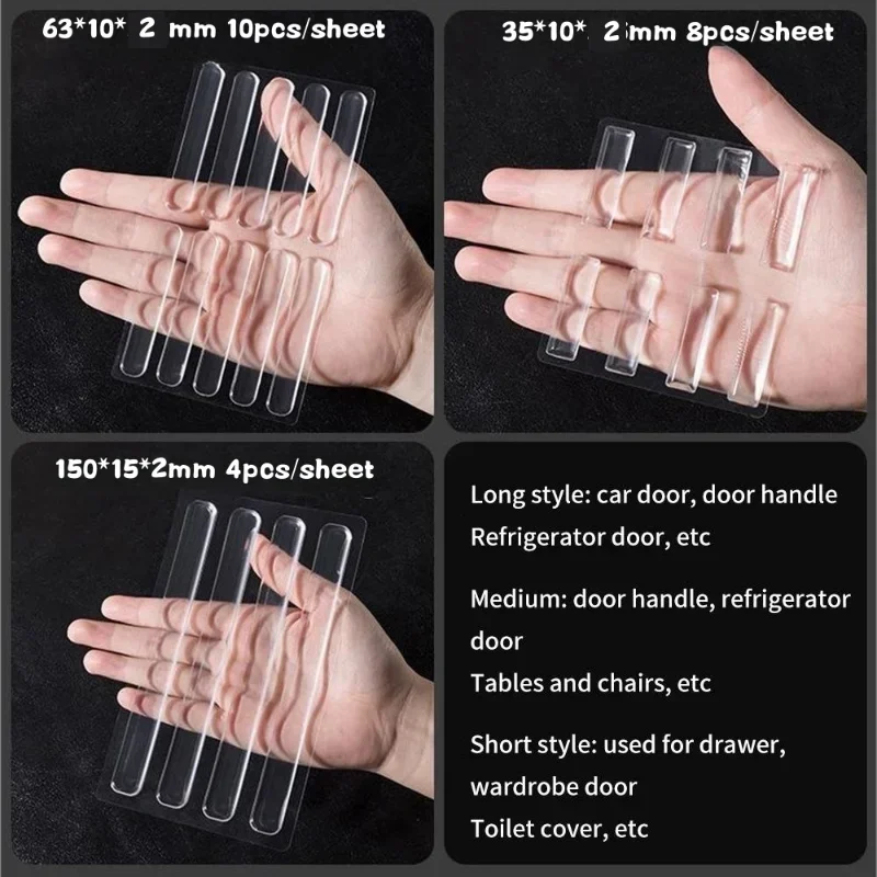 Transparent Anti-collision Strips Silicone Car Door Scratch Protection Sticker Cabinets Doors Windows Buffer Pads Wall Protecto