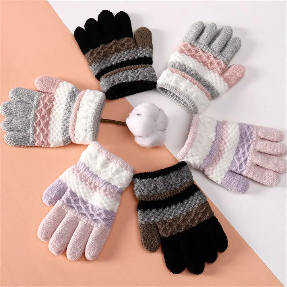 Winter Autumn Knitted Baby Gloves Soft Full Finger Gloves Girls Boys Mittens Outdoor Children Gloves 3-8 Years Kids