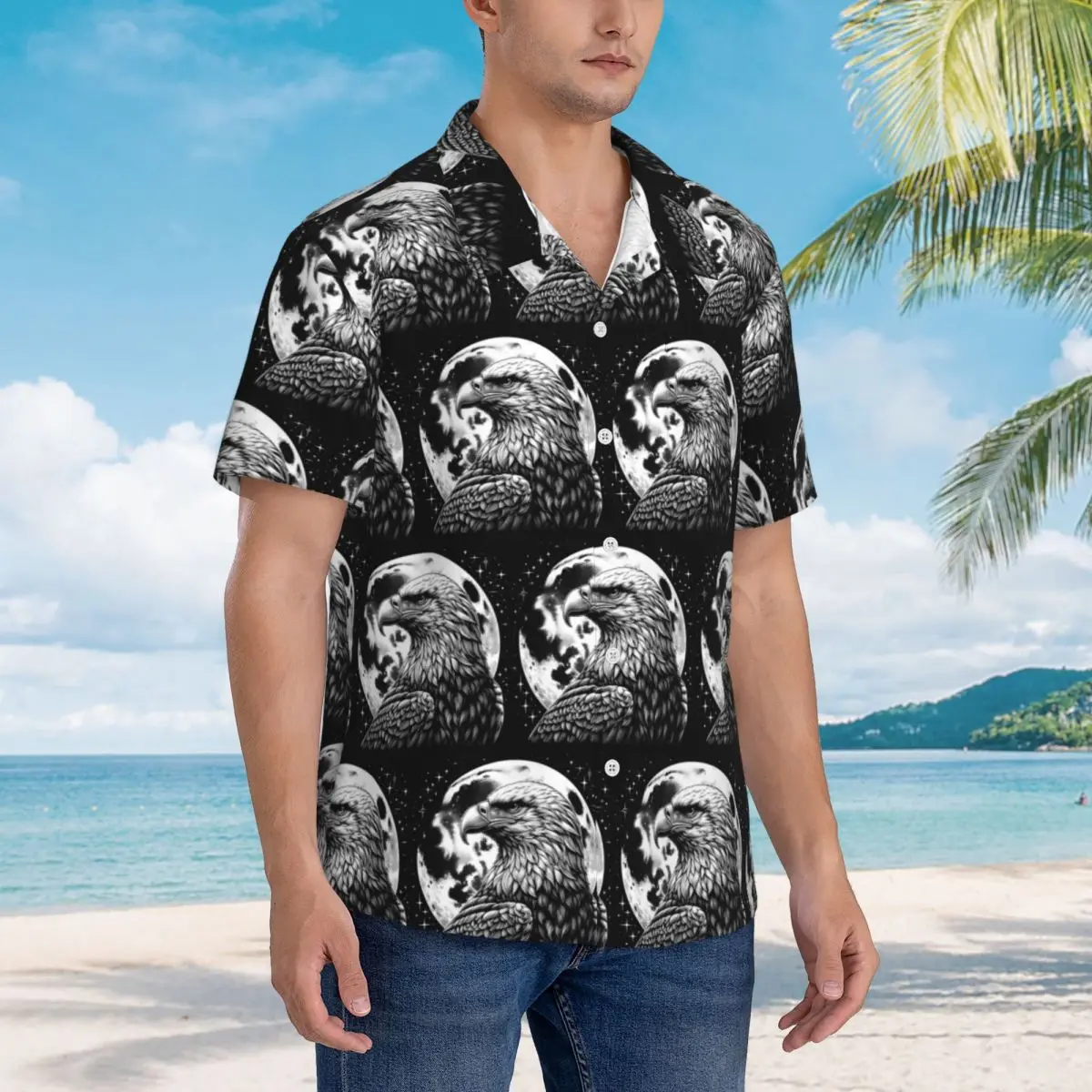 

Eagle Hawaiian Shirts Casual Men Short Sleeve Shirt for Summer Beach Men's Button Tops