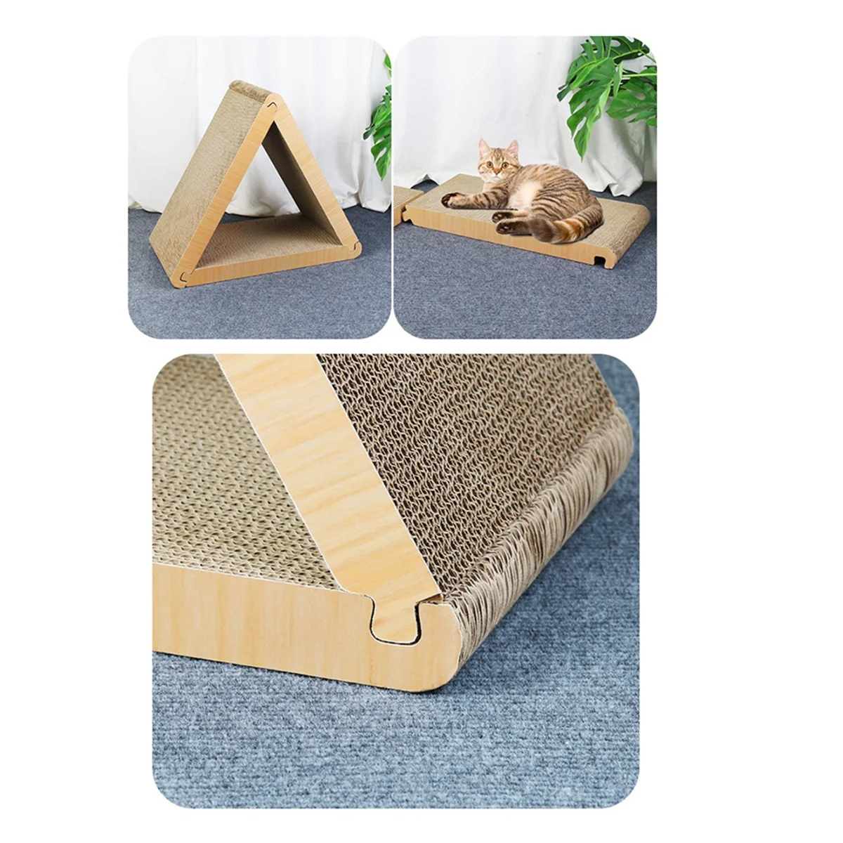 A06RP Vertical Cats Tower Scratcher for Cats Combined Triangular 3 in 1 Scratching Post for Cats Multipurpose Cats Pet Product