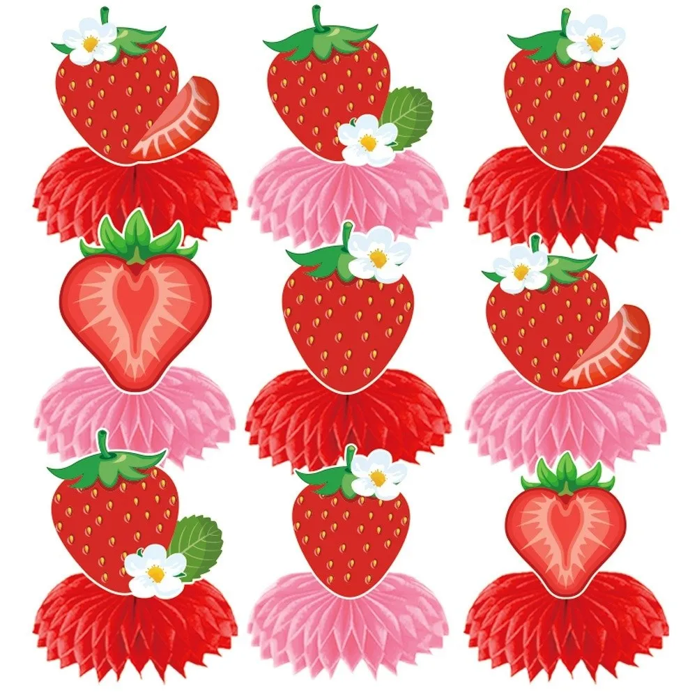 

Creative Birthday Party Supplies Kawaii Cartoon Strawberry Honeycomb Ornament Strawberry Theme Fruit Picks
