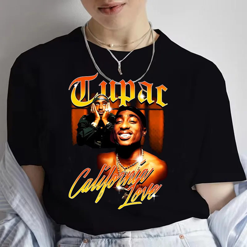 Cool 2024 Summer Fashion T-shirt Rapper Tupac Tops Hip Hop Streetwear Short Sleeves Tee Shirt  Women T Shirt Female Tshirt