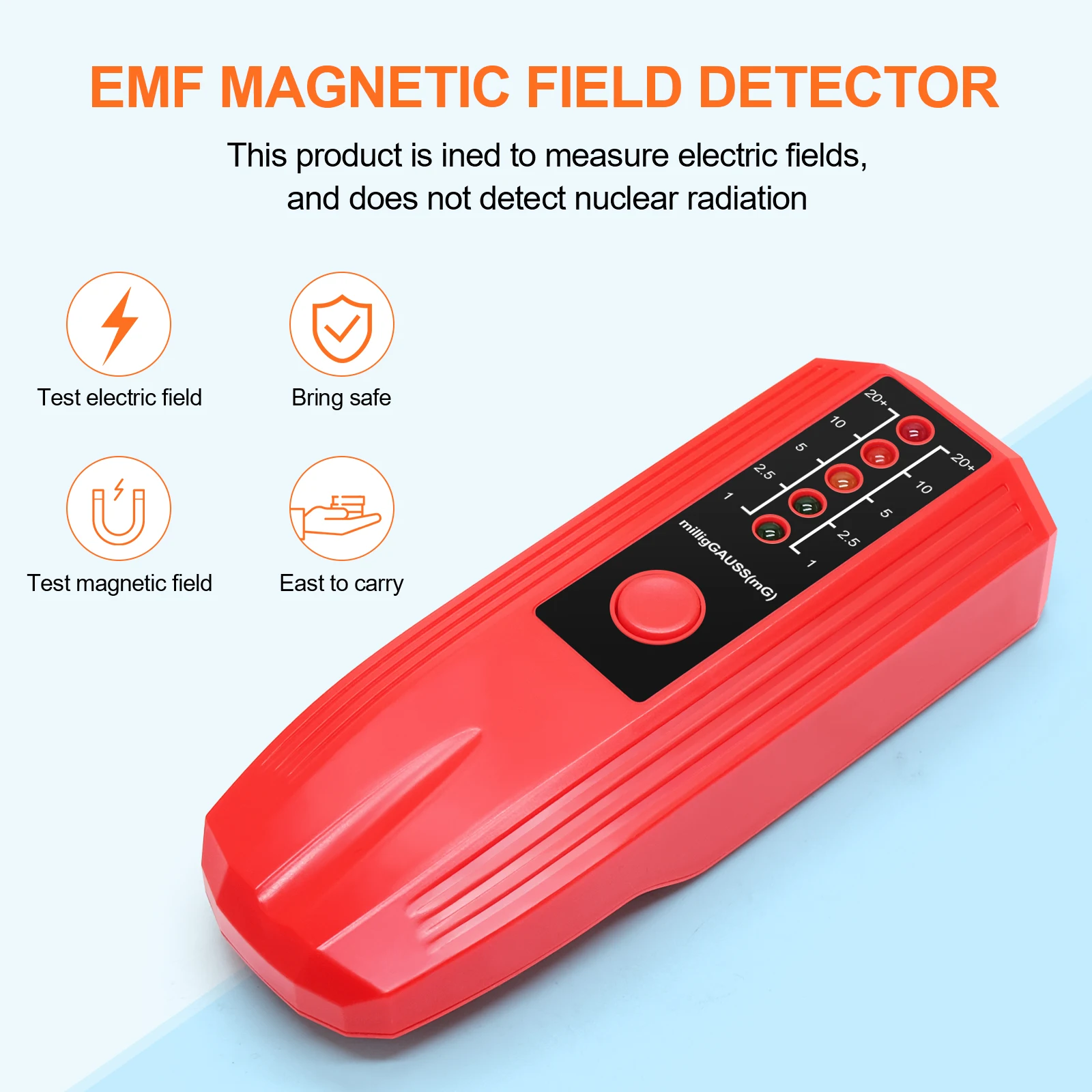 Electromagnetic Field EMF Meter Radiation Detector Handheld 5 LED Gauss Meter For Electric Field Radiation