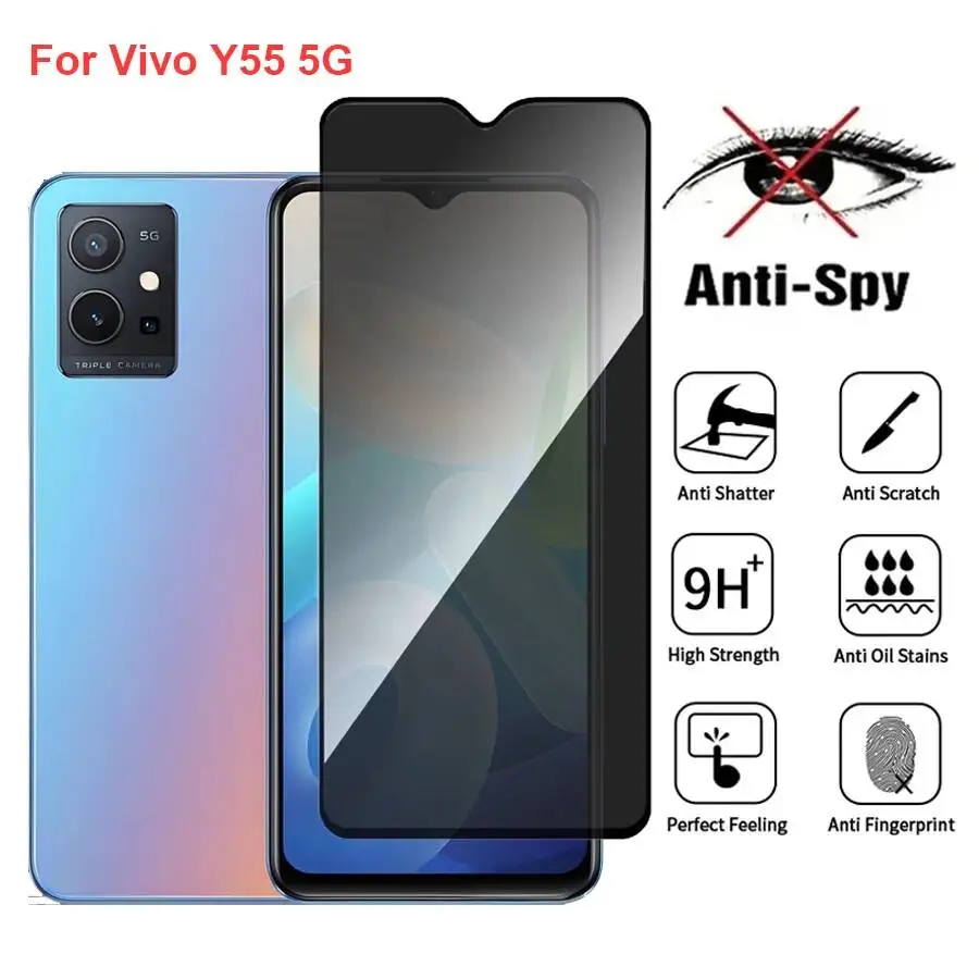 

Vivo Y55 V2127 Anti Spy Privacy Tempered Glass Protector Compatible For Vivoy55 5G Full Cover Screen Phone Film