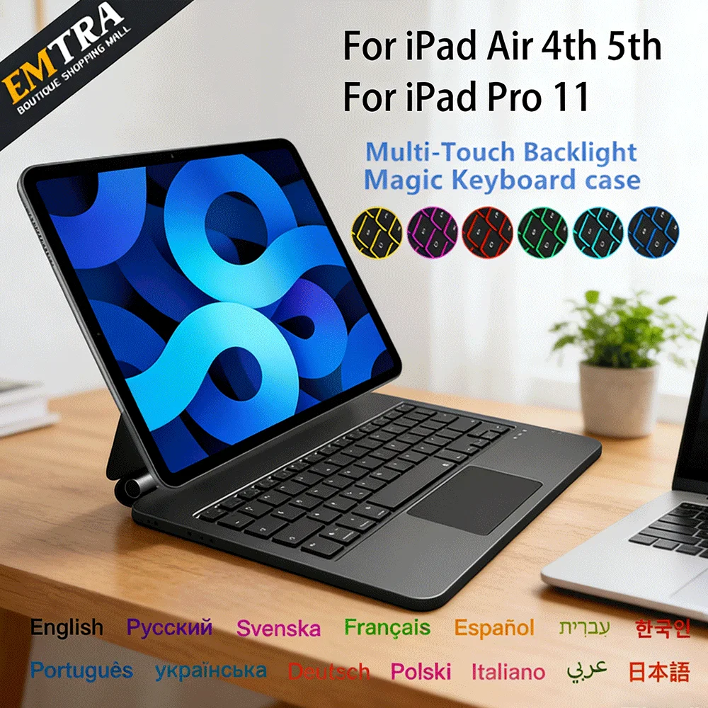 

Magic Keyboard with Magnetic Floating for iPad Pro 11 Air 5 Air 4 10.9 Multi-Touch Bluetooth Keyboard Magnetic Tablet Stand Case