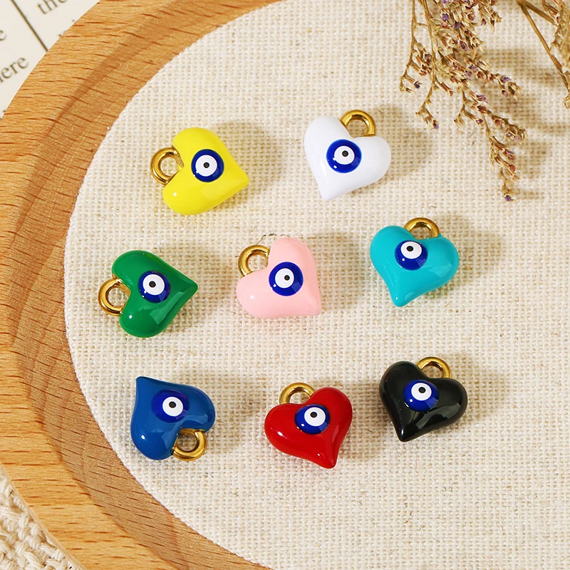 5pcs Stainless Steel Enamel Eye Heart Charms for DIY Necklace Bracelets Bag Chain Pendant Jewelry Making Supplies Accessories