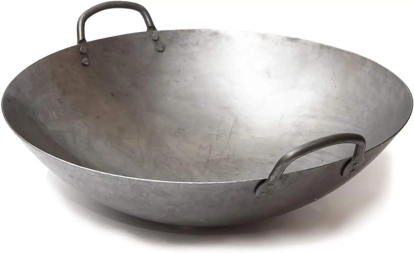 

16 Inch Hand Hammered Carbon Steel Wok - Canton Style Round Bottom for Stir Fry