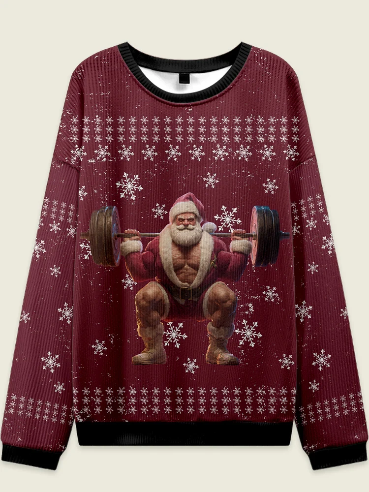 اللياقة البدنية العضلات سانتا كلوز الجرافيك بلوزات الرجال القبيح عيد الميلاد سترة موضة مضحك ثلاثية الأبعاد طباعة Chilren البلوز البلوزات القمم #5