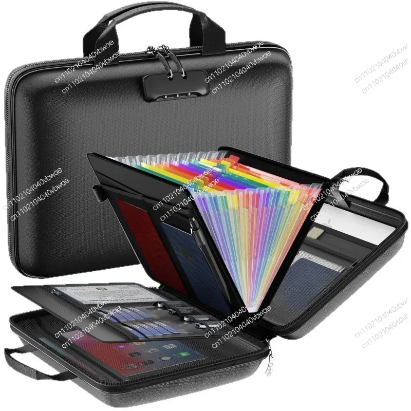 Hard Shell Organ Bag Portable File Bag A4 File Organizer Multi-layer Portable Password Lock Safe