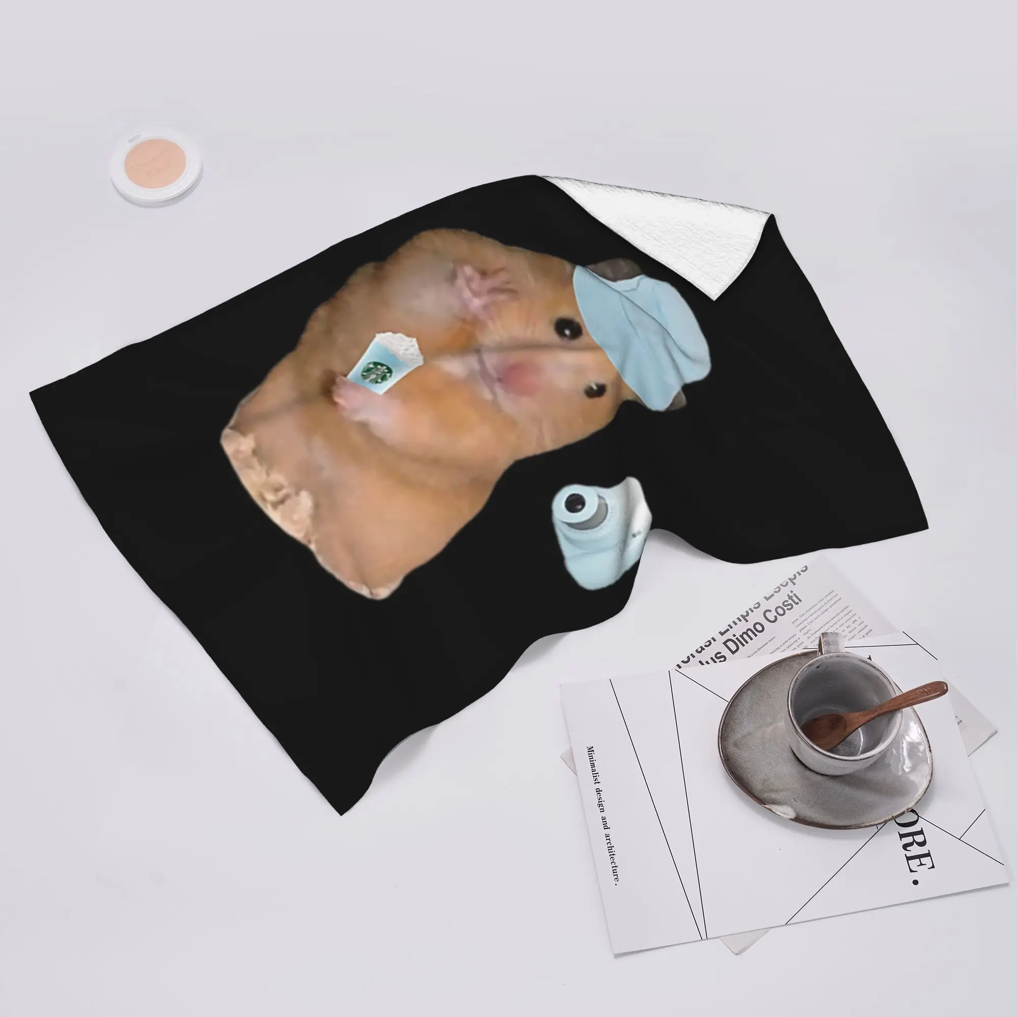 Custom Peace sign hamster meme with camera Soft Face Towel Quick Dry Pool Bath Cotton Towels Breathable