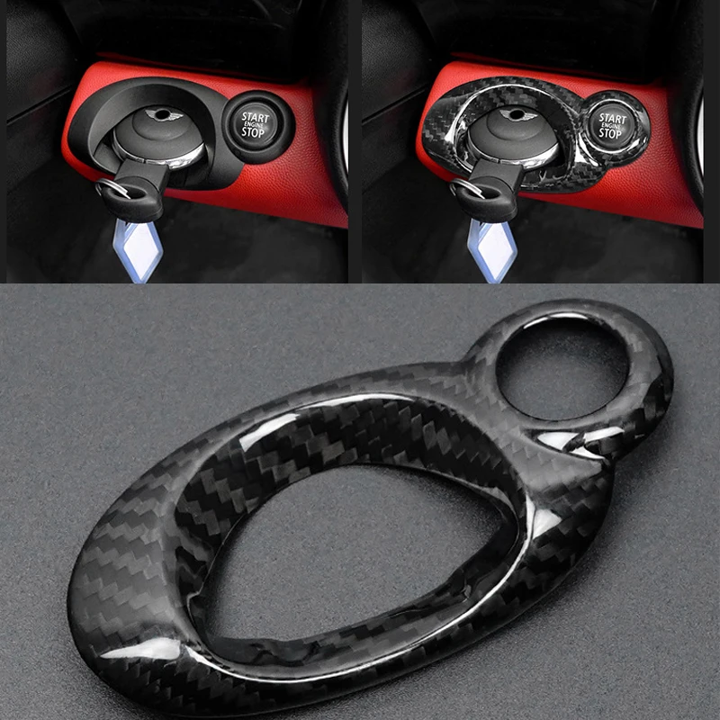 Car Keyhole Decorative Sticker Carbon Fibre For MINI ONE Cooper S JCW R55 R56 R60 R61 Start Button Sticker Interior Accessors