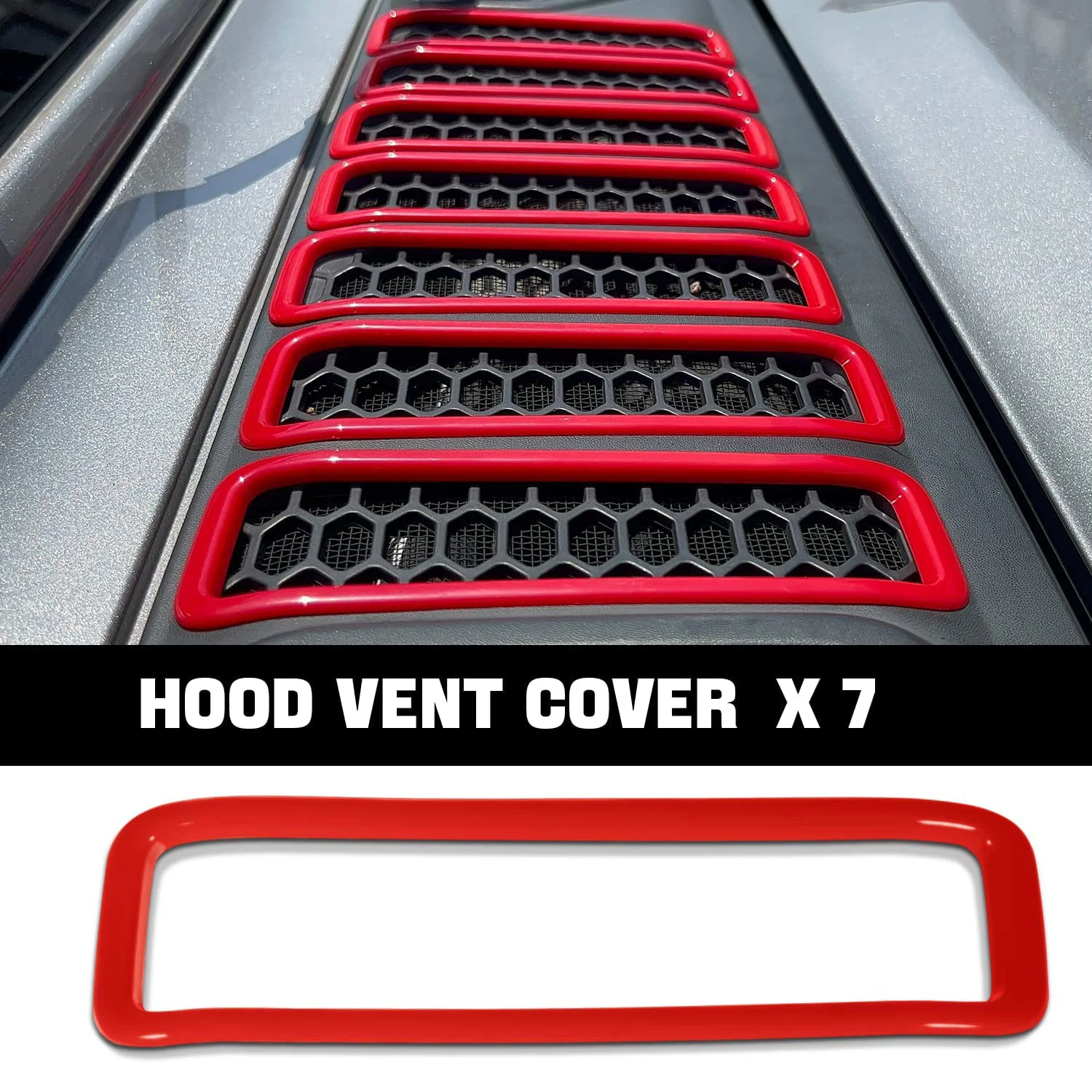 7PCS/set Hood Vent Cover Trim Car Air Intake Decor Frame Sticker for Jeep Wrangler JL Gladiator JT 2018+