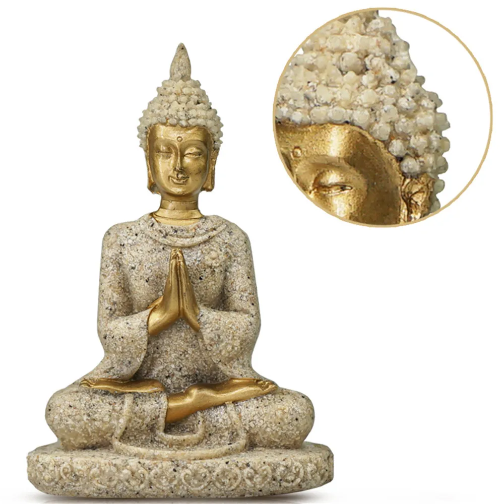 Sandstone Buddha Statue, Sitting Meditation Buddha Sculpture, Handmade Figurine, Miniatures Ornament, Home Statue