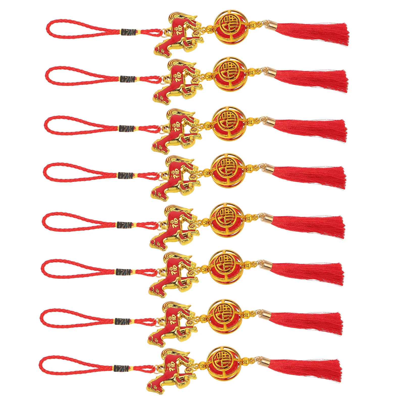 

8Pcs Chinese Horse Tassel Pendant Traditional Red Hanging Decor New Year Celebration Lucky Door Window Ornaments