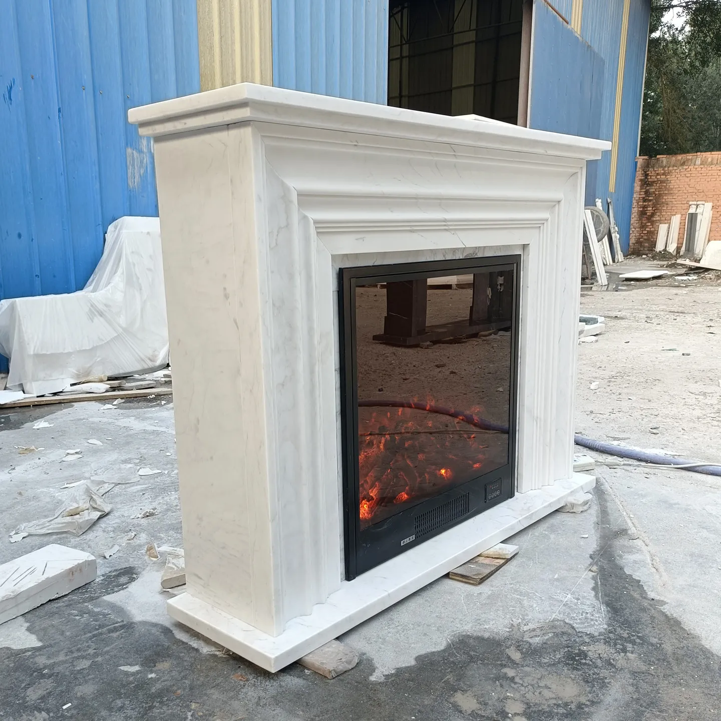 Marble fireplace French American light luxury simple fireplace decorative cabinet living room stone carving