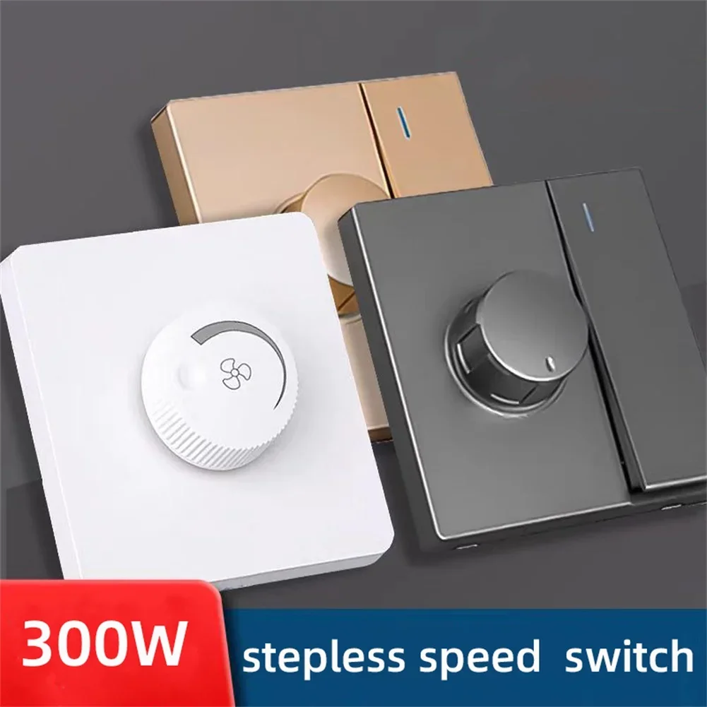 1pc Type 86 1Gang 2way Light Switch Ceiling Fan Speed Control Switch 300W For Home Electrical Appliances