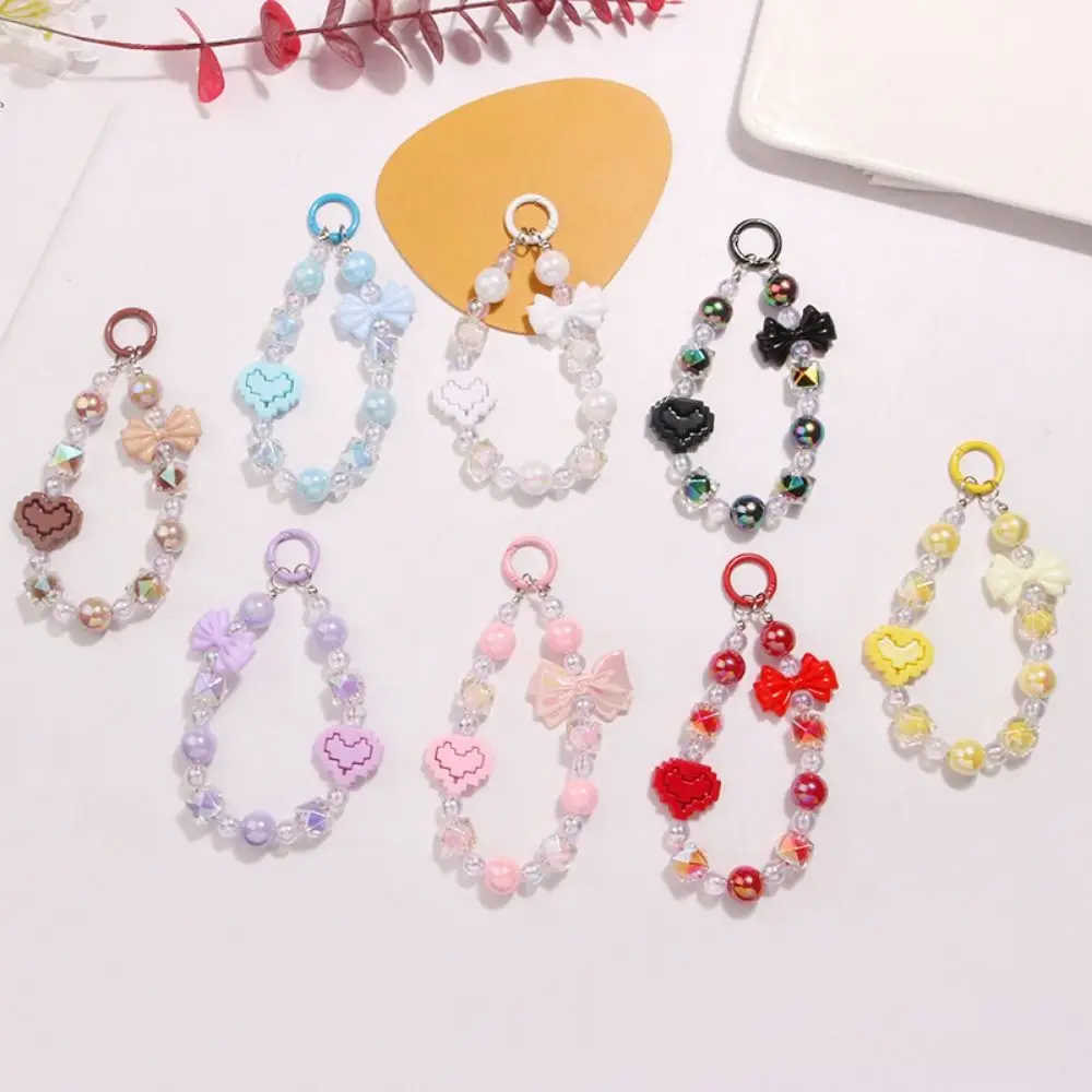 

Fashion Anti-lost Bow Mobile Phone Straps Lanyard Bracelet Keychain Bag Chain Acrylic Korean Style Beaded Wrist Strap Women