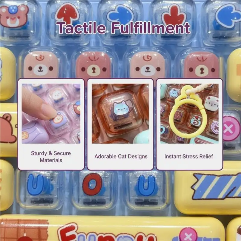 Cute Mini Decompression Toy 26 Key Fidget Press Button Toy Durable Bag Ornament for All Age Stress Relief
