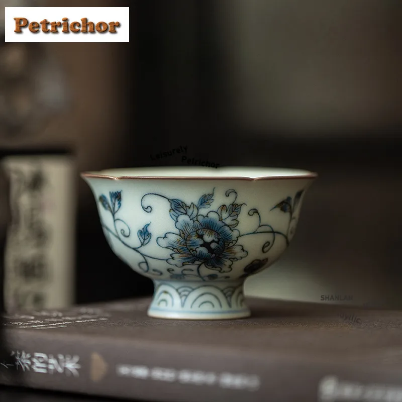 

Синяя и белая витая чайная чашка с лепестками лотоса, роскошная чайная чаша, пара чая, персональная чашка для дегустации чая, чашки Jianzhan Master, принадлежности для набора чая