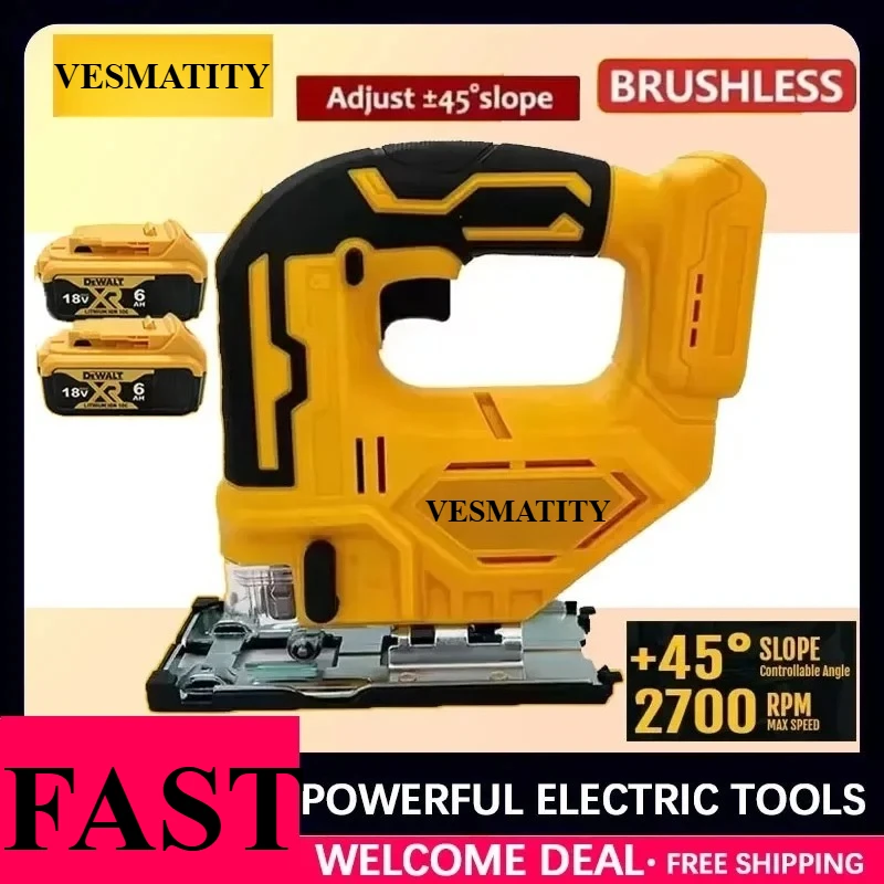 2700RPM Cordless Jig Saw Portable Multifunction Speed Adjustable Electric Saw for Woodworking  For Dewalt Battery