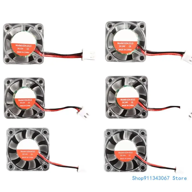 Clear Hydraulic Fan 2510 3010 4010 12V/24V XH2.54-2P Cooling Fan Computer Drop shipping