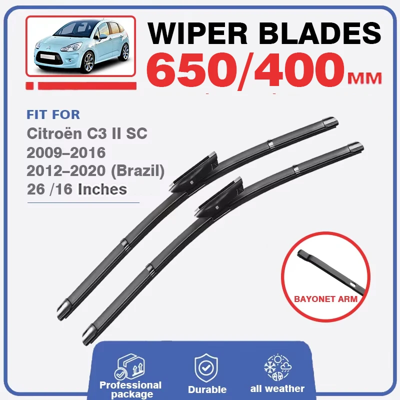 For Citroen C3 2 MK2 II SC 2009 - 2016 Front Rear Wiper Blades 26\