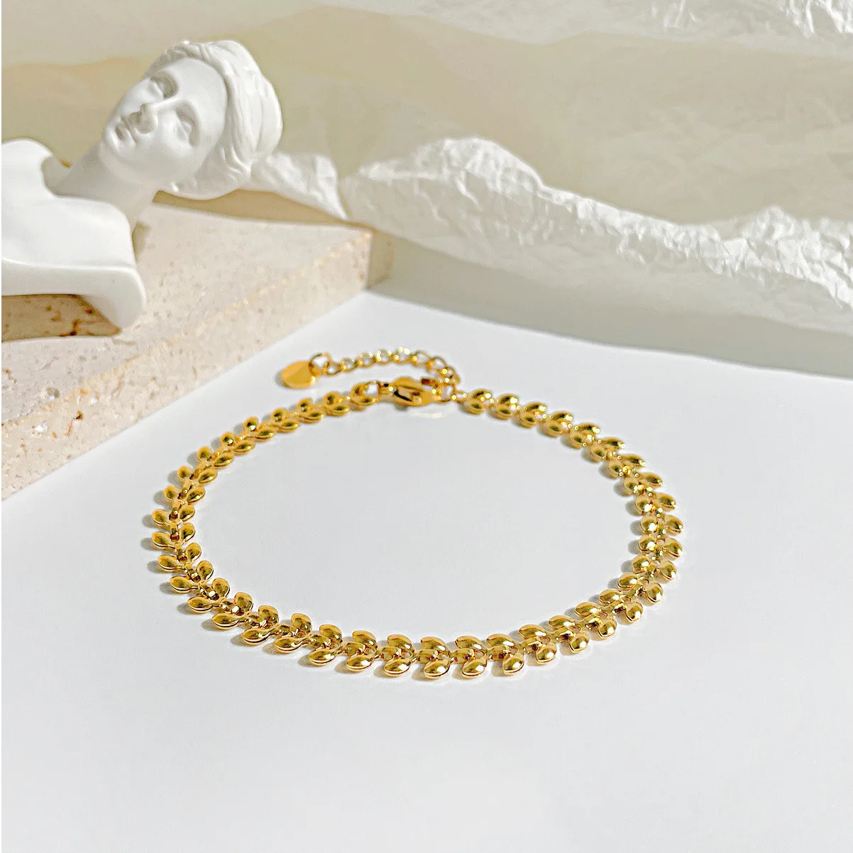 Luxurious Fashion Jewelry New leaf fresh Paparazzi Crystal from Austrian Women Trendy Bracelet Gold Titanium Steel