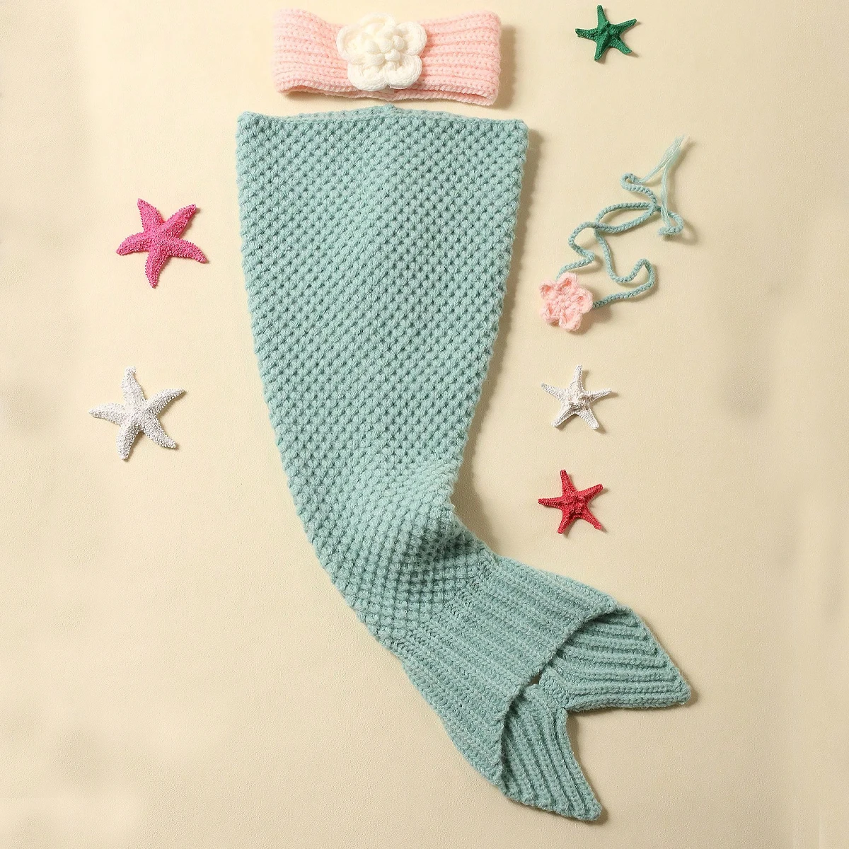 Ylsteed Newborn Photography Props Crochet Mermaid Outfit for Photo Shoot Mermaid Baby Mermaid Costume with Headband and Bra