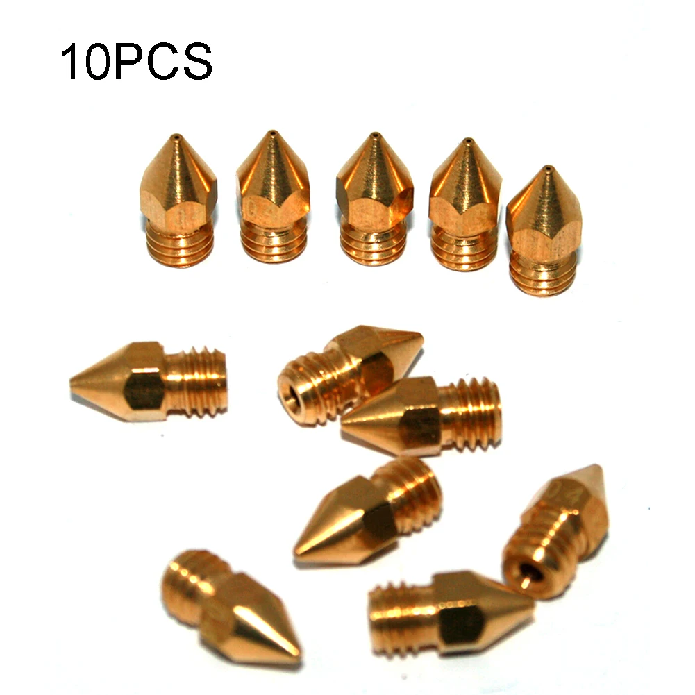 10 PCS For 3D Printer Nozzle Accessories MK8 1.75/0.4mm For CR-10 3 Process Engineering Equipment Pointed Brass Nozzle