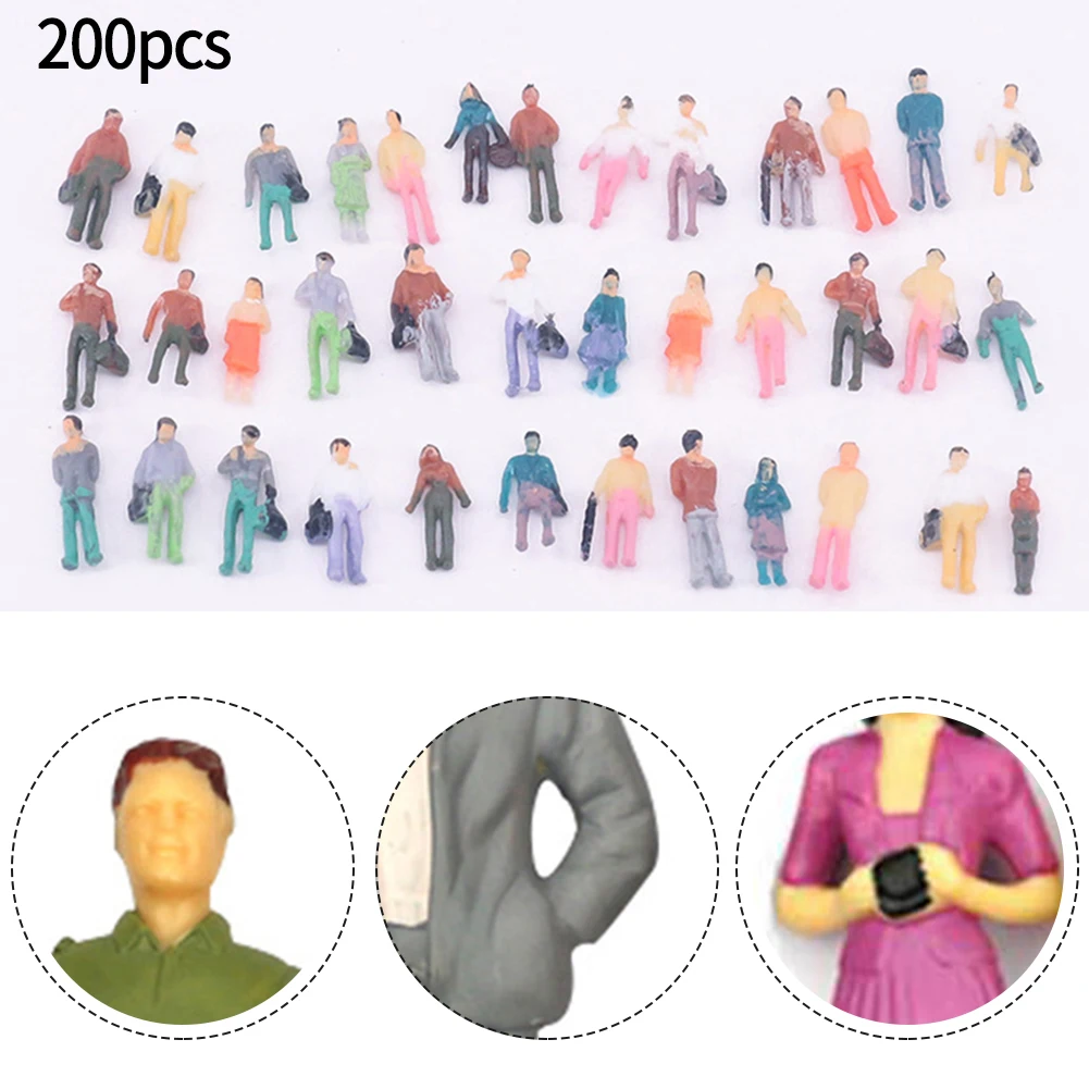 200pcs Seated Painted Model People Figures Standing Passenger Sitting Figure 1:100 1:150 Scale Model Building Garden Decoration