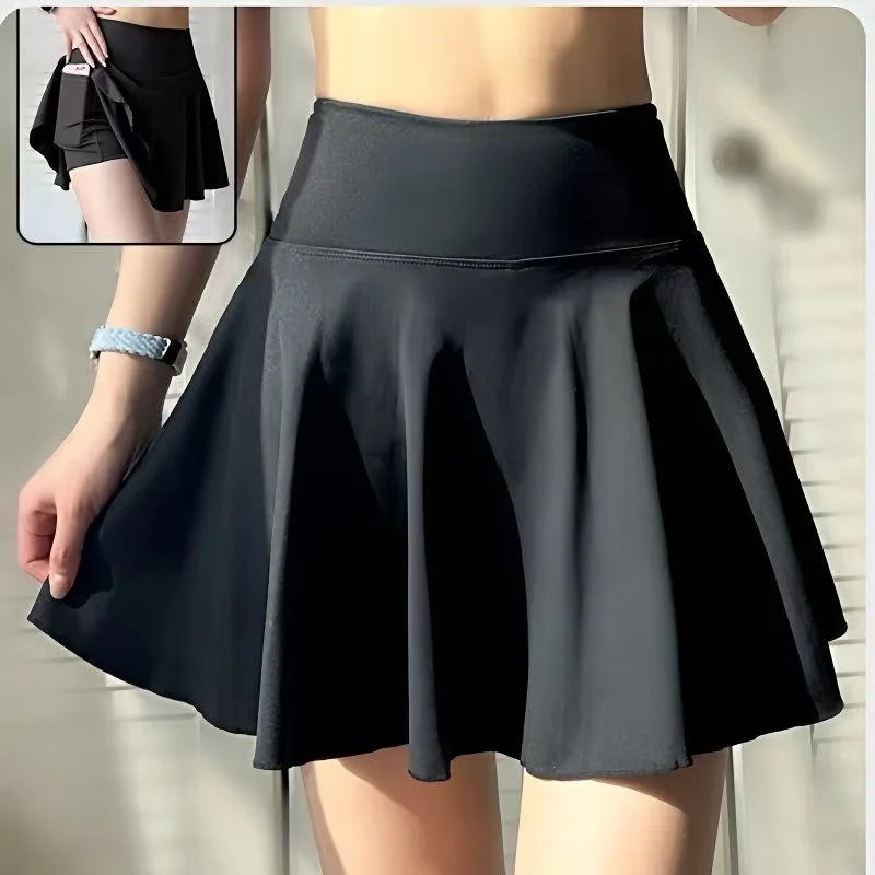 New Women's High Waist Pleated Tennis Skirt with Built-In Shorts and Side Pockets 2-in-1 Athletic Golf Running Skort for Summer