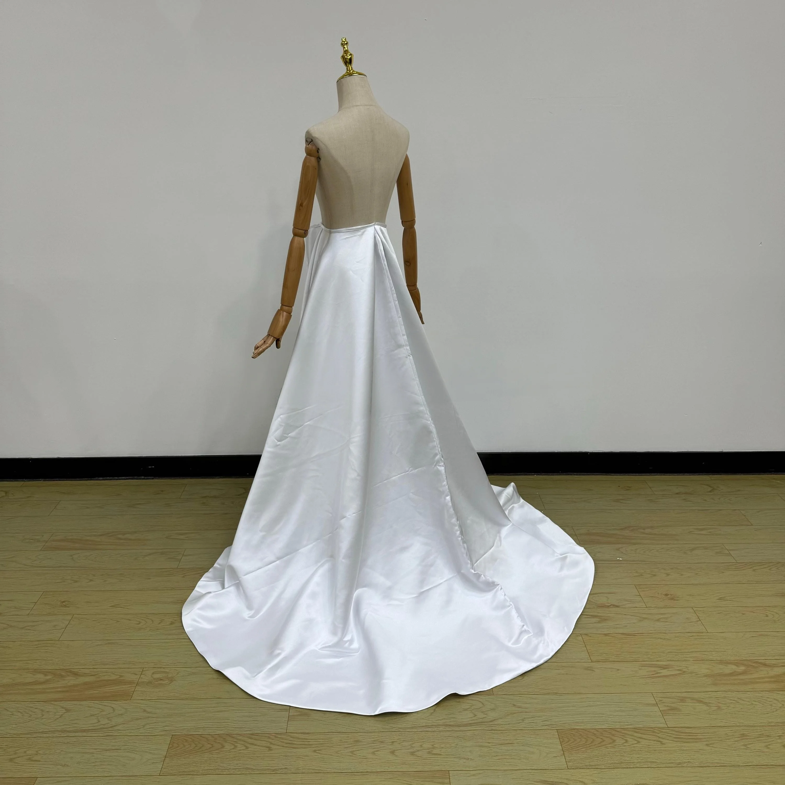 SBS Customized Detachable Ivory Satin For Wedding Dress Train Skirt Adjustable Wedding Dress Overlay Bridal Skirt Attachment